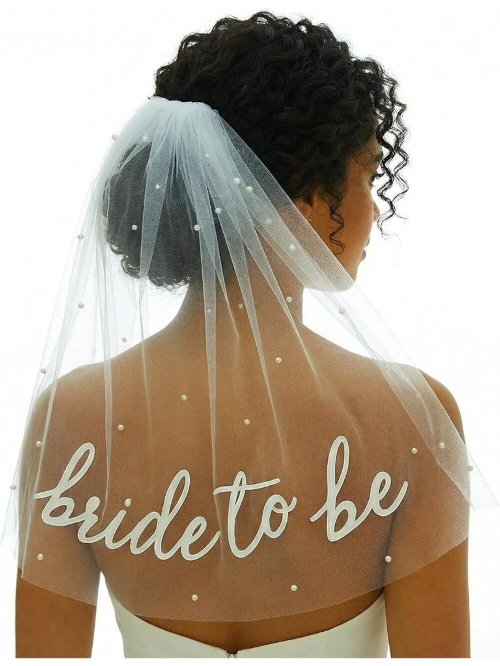 Bride To Be Short Pearl Veil 2 Tier Bachelorette Party Bridal Shower